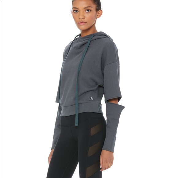 Alo Yoga Peak Long Sleeve Top Anthracite - Picture 4 of 5